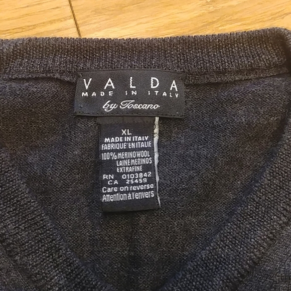 Valda Toscano Gray Merino Wool Knit Vest XL - Picture 2 of 4